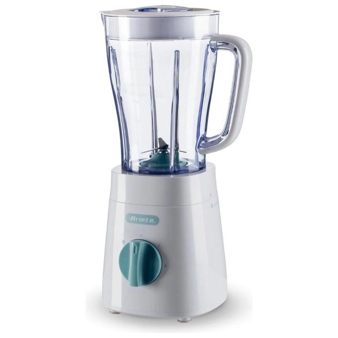 Ariete 576 Frullatore Breakfast, Frullatore, 500W, 4 lame in acciaio inox, 2 velocità + Funzione Pulse, Capacità 1,5 L, Piedini antiscivolo, Coperchio superiore, White & Aegean Teal