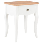 Comodino Bianco e Marrone 40x30x50 cm in Legno Massello di Pino cod mxl 67227