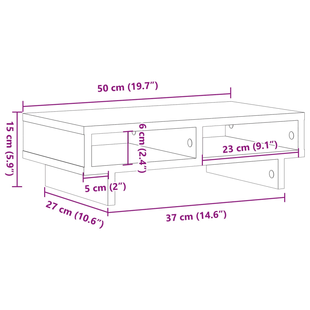 Supporto per Monitor Rovere Sonoma 50x27x15 cm in Truciolato CFW1157280