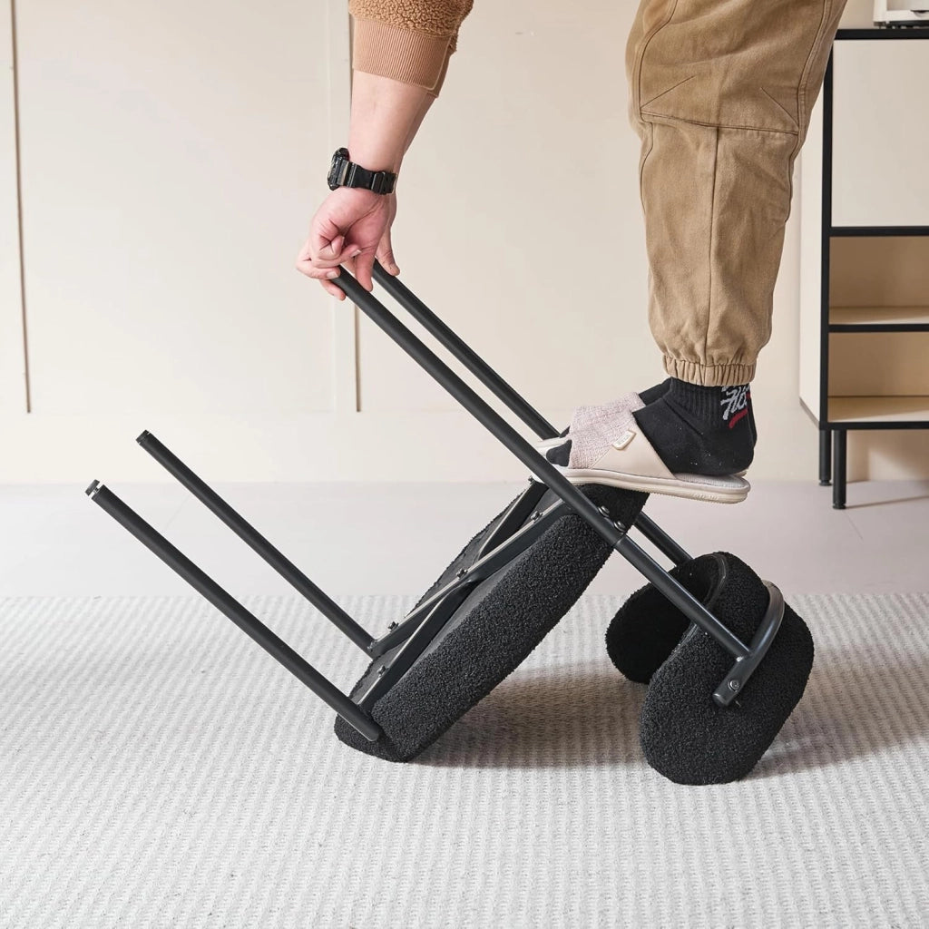 GrandCA HOME Set di 2 Sedie da Pranzo, Sedia da Cucina Imbottita con Rivestimento in Velluto Teddy, Adatta a Soggiorni, Sale da Pranzo e Camere da Letto, Nero