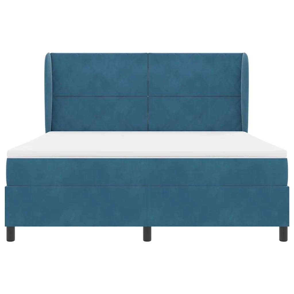 Letto a molle con materasso Blu Scuro 200 x 180 cm Velluto 3340998