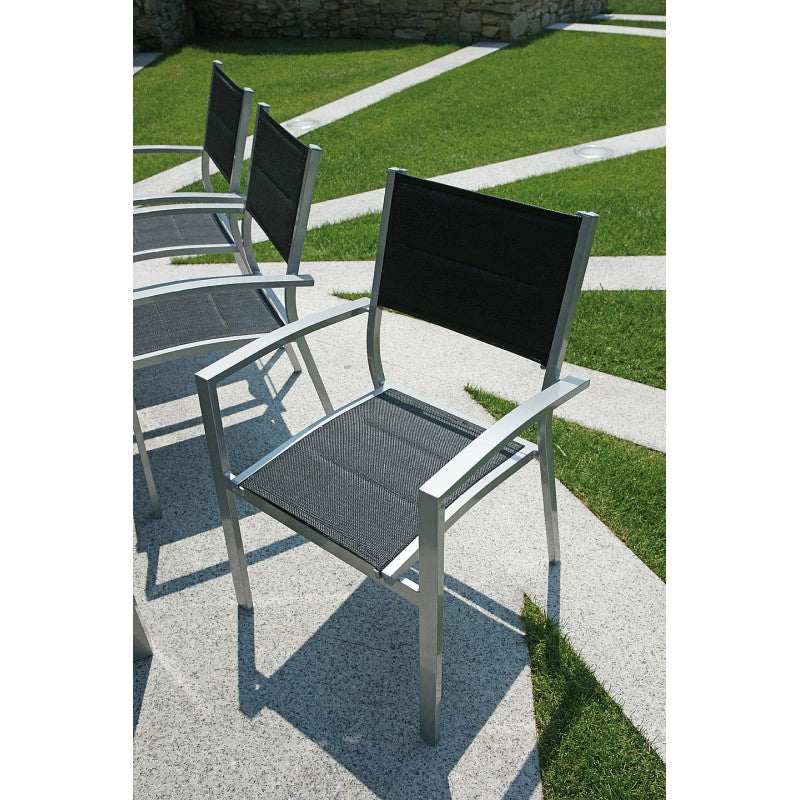 Set di 2 Sedie Amalfi MOIA in alluminio e textilene nero