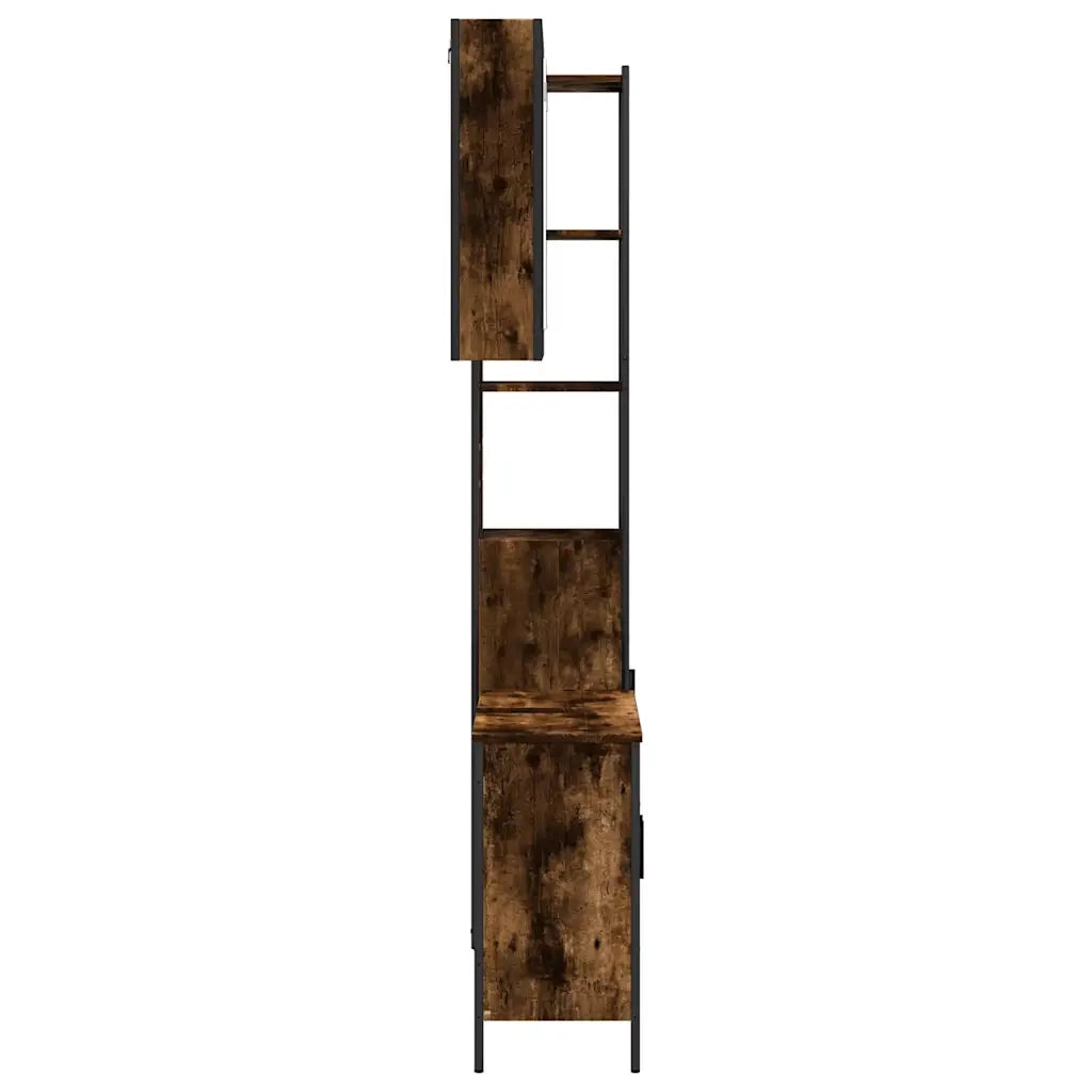 Set Mobili da Bagno 3 pz Rovere Fumo in Legno Multistrato 3214742