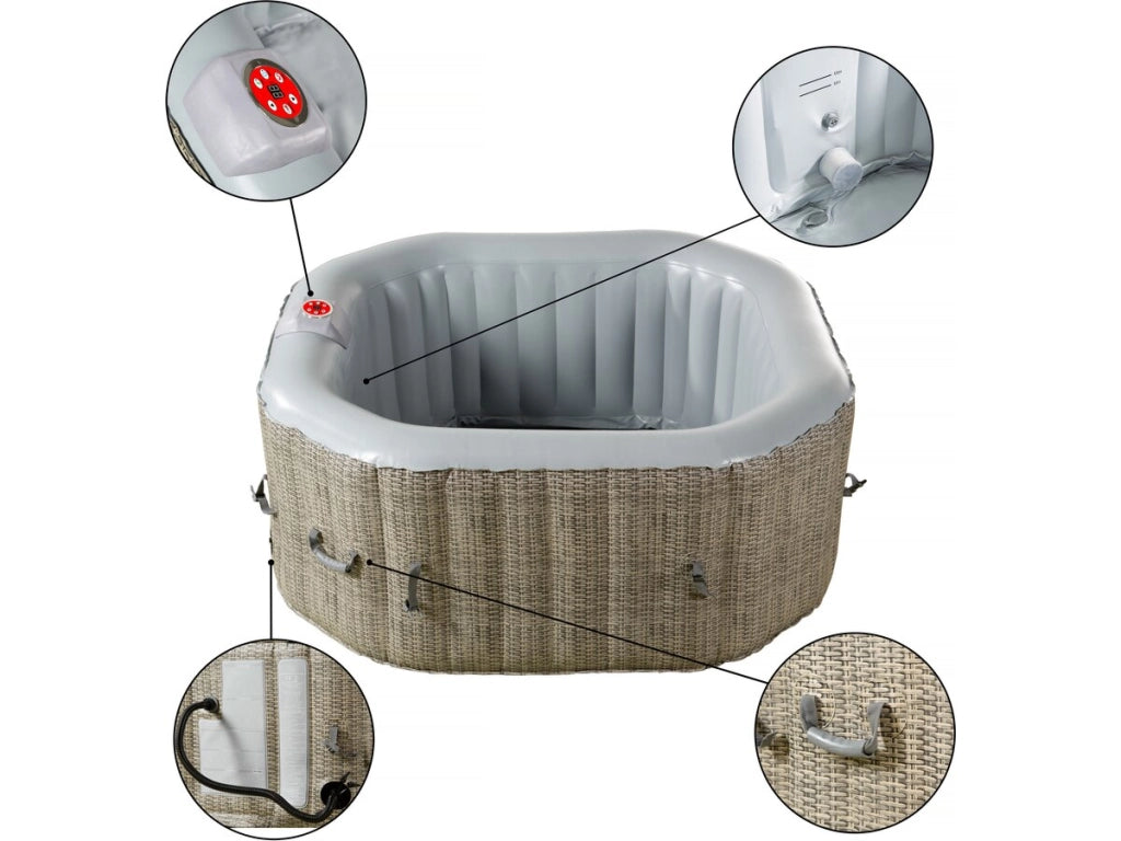 Spa gonfiabile ottagonale in PVC "Los Angeles" - 4 posti - Grigio chiaro/marrone