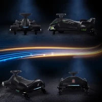 Go Kart Elettrico per Bambini 8-12 Anni Velocità 3-8 km/h per Drifting con Luci e Musica, Nero