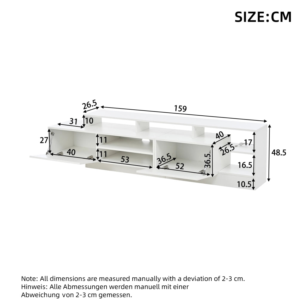 Mobile TV moderno - Zephmum- 190x40x48.5cm- LED, design lucido, per TV fino a 70"