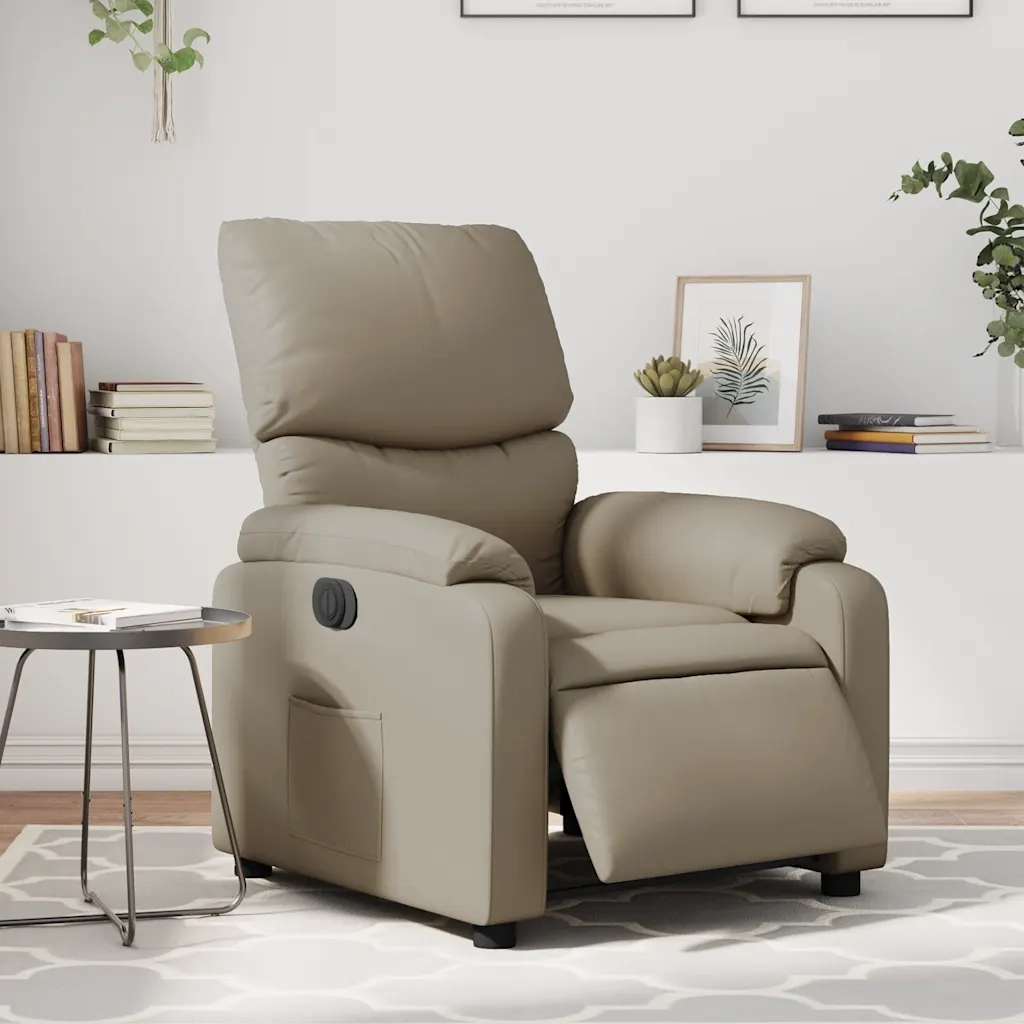 Poltrona | Sedia Relax Reclinabile Elettrica Cappuccino in Similpelle