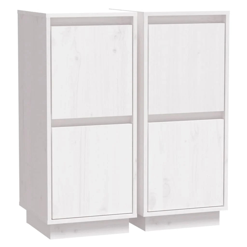 Buffet credenza cassettiera armadio mobile contenitore organizer per cucina soggiorno salotti set da 2 31,5 x 34 x 75 cm legno massello di pino bianco 02_0036654