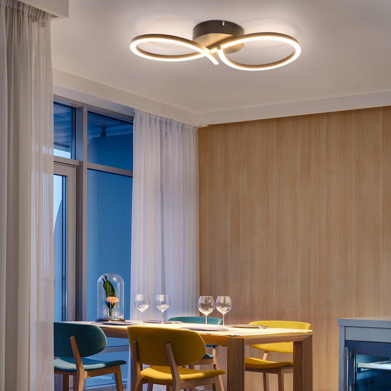 ZMH Lampada da soffitto plafoniera LED bianca 24W design moderno per soggiorno corridoio
