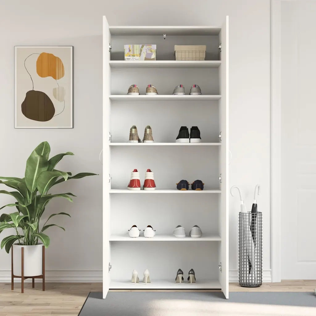 Scarpiera | Mobile per scarpe Bianco 80 x 35.5 x 180 cm Legno multistrato