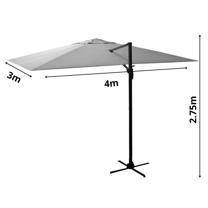 Ombrellone alluminio new michigan 3x4h2,75m senza mantovana grigio