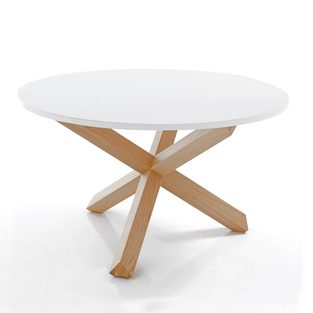 Tavolo rotondo effetto legno laccato bianco cm. H.75  x  Ø 120