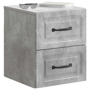 Comodino | Armadio da Notte | Mobiletto da notte a muro Grigio Cemento 34,5 x 33 x 40 cm
