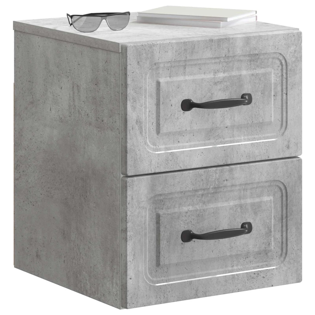 Comodino | Armadio da Notte | Mobiletto da notte a muro Grigio Cemento 34,5 x 33 x 40 cm