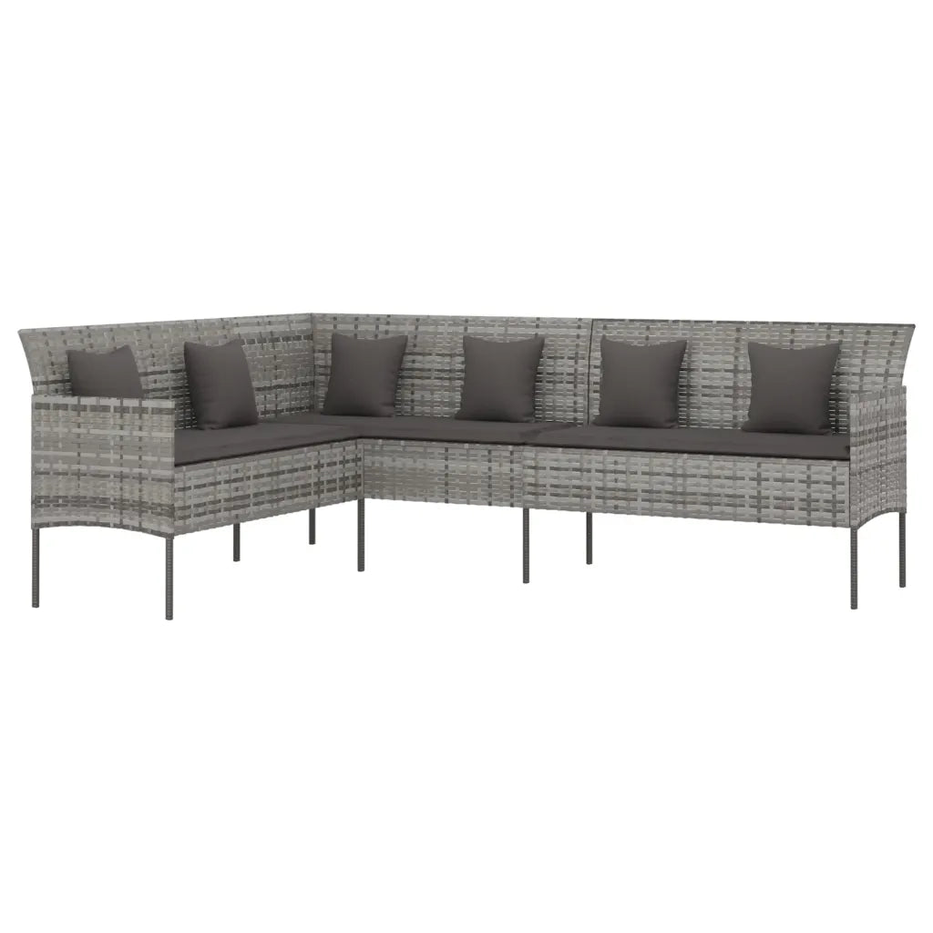 Divano da Giardino a L con Cuscini Grigio in Polyrattancod mxl 94678