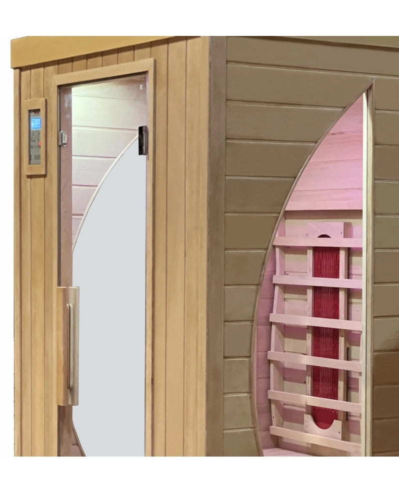 Sauna infrarossi tre posti 120x105cm, cromoterapia, ozono, radio legno hemlock Sicorage Faltresa