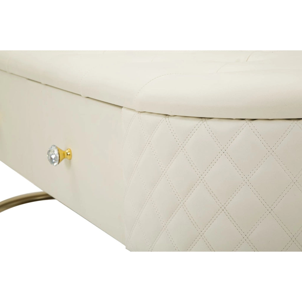 Panca con Portaoggetti VKH302, Bianco, Legno, 120x40x43 cm