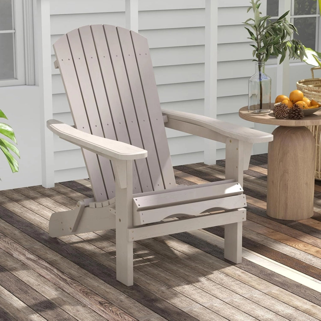 Sedia Adirondack Pieghevole, Sedia da Giardino in Legno di Abete, Poltrona Prendisole con Schienale Alto, Portata 180 kg, 89 x 71 x 94 cm (89 x 71 x 94 cm,Grigio,1)