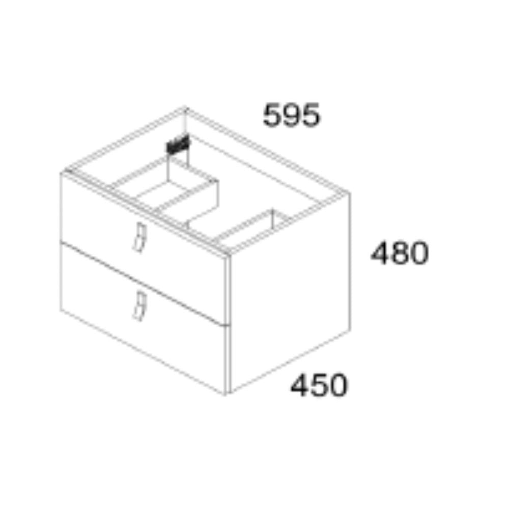 Mobile bagno sospeso colore nero 2 cassetti Invicta 60x45x48H