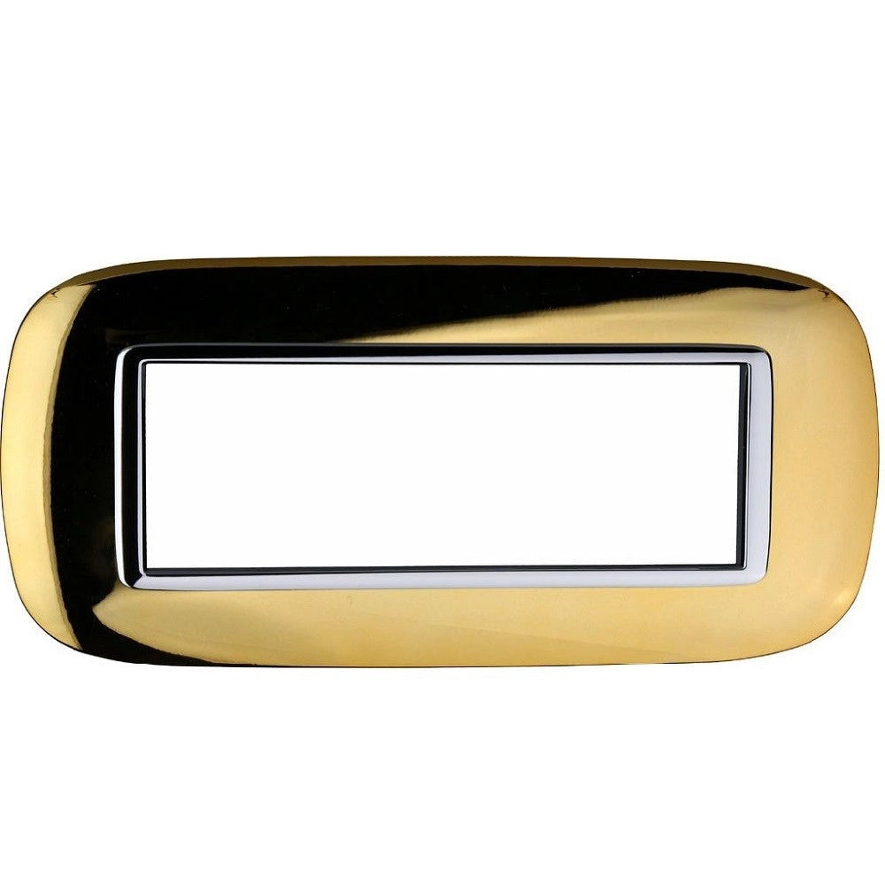 Trade Shop - Placca Oval 3 4 6 Moduli Colore Oro Lucido Compatibile Bticino Axolute -