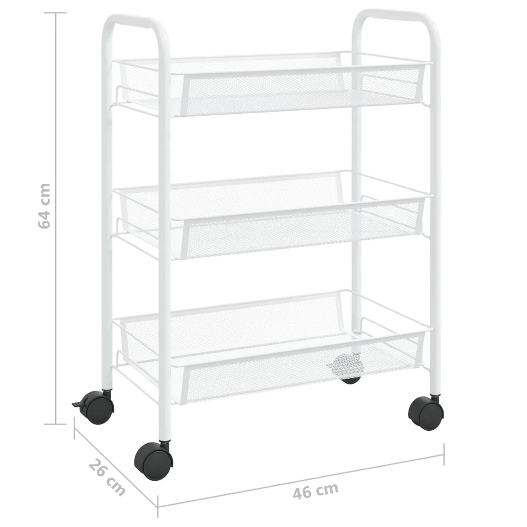 Carrello da Cucina con 3 Ripiani Bianco 46x26x64 cm in Ferro CFW5398917