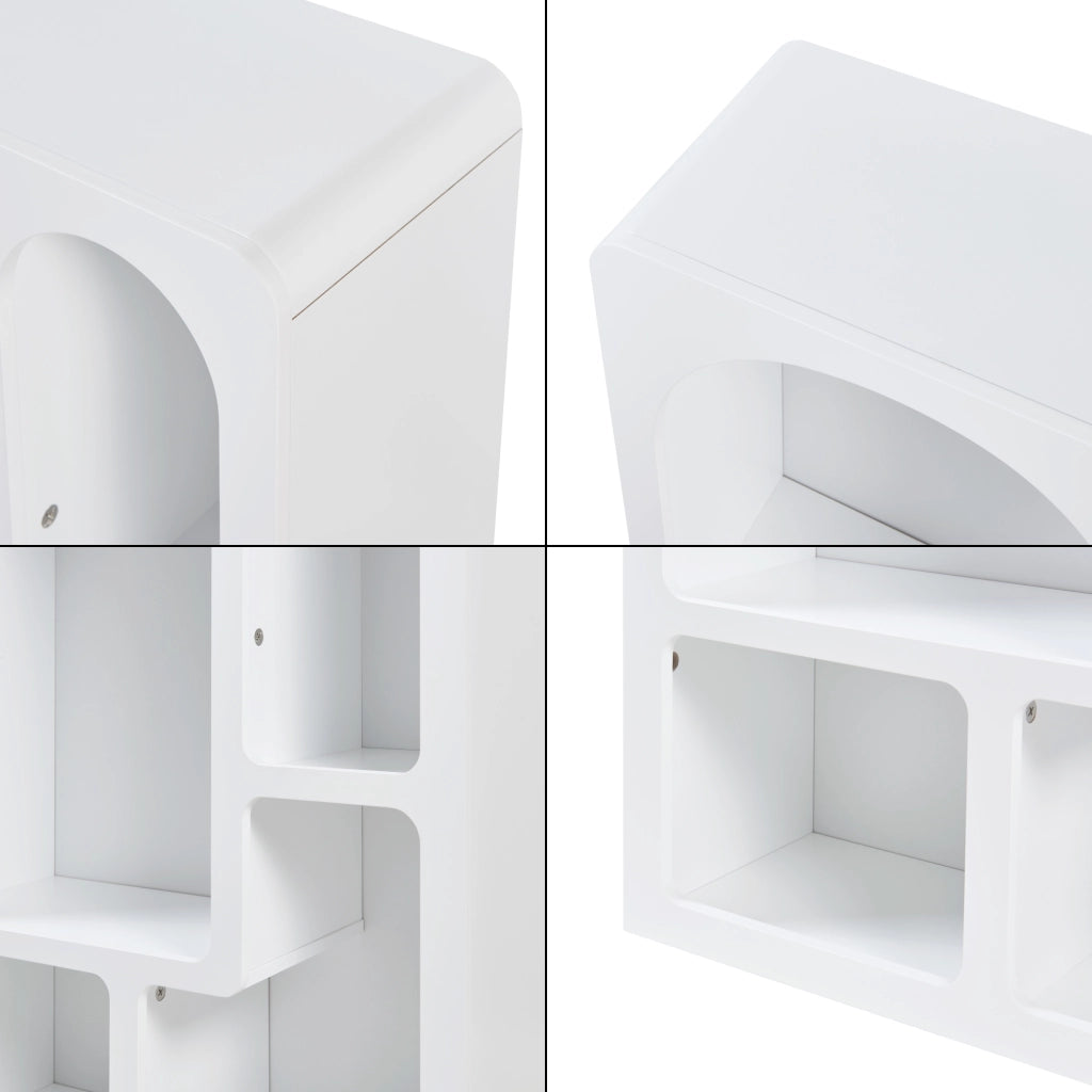 Scaffale Basso Vågå con 4 Scomparti Geometrici 80x60x24 cm Bianco [en.casa]