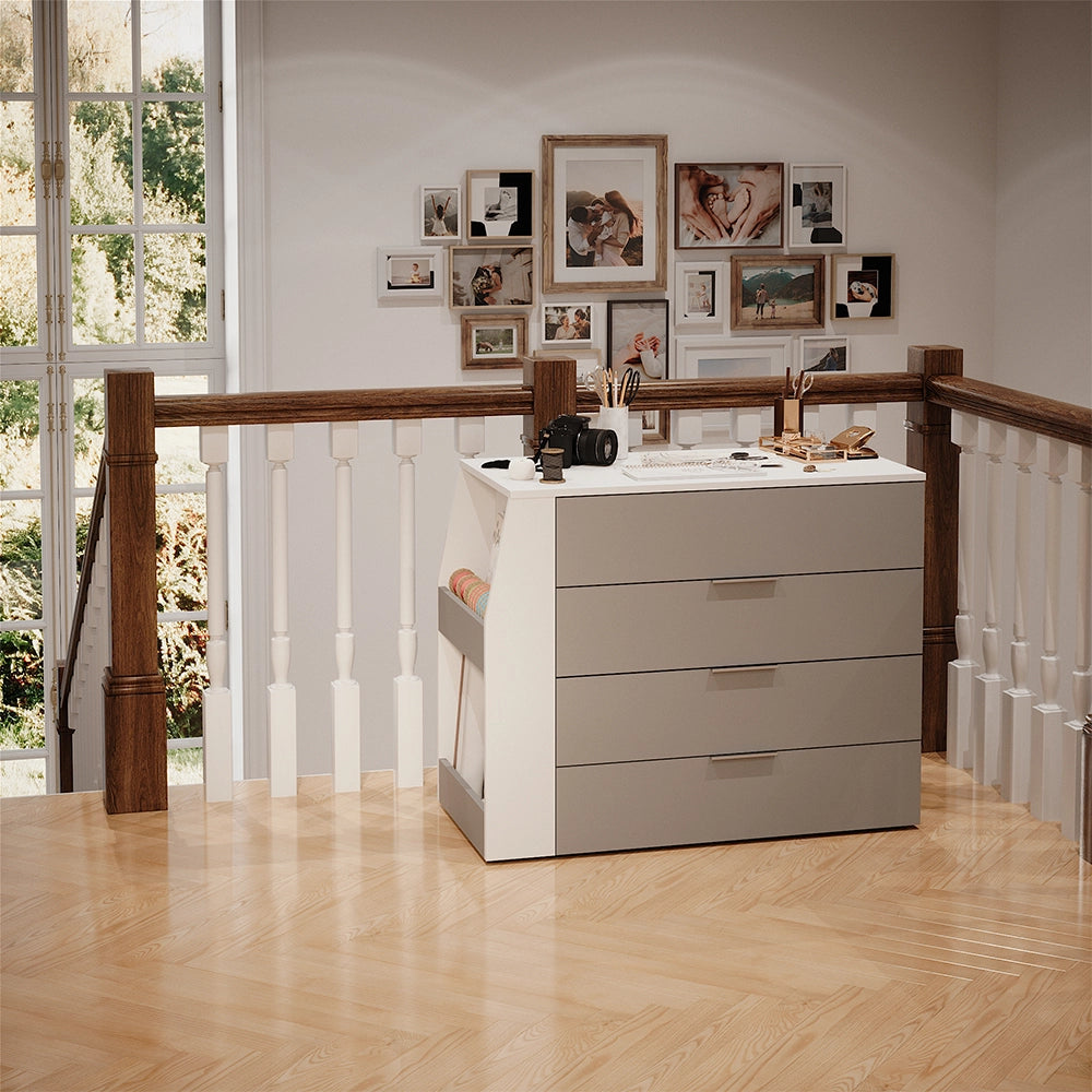 Vicco Tavolo per l'artigianato Grigio 95.5 x 80 cm pieghevole, 4 cassetti