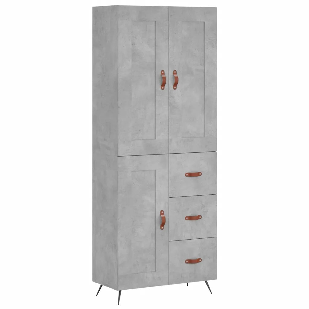 Credenza Grigio Cemento 69,5x34x180 cm in Legno Multistrato