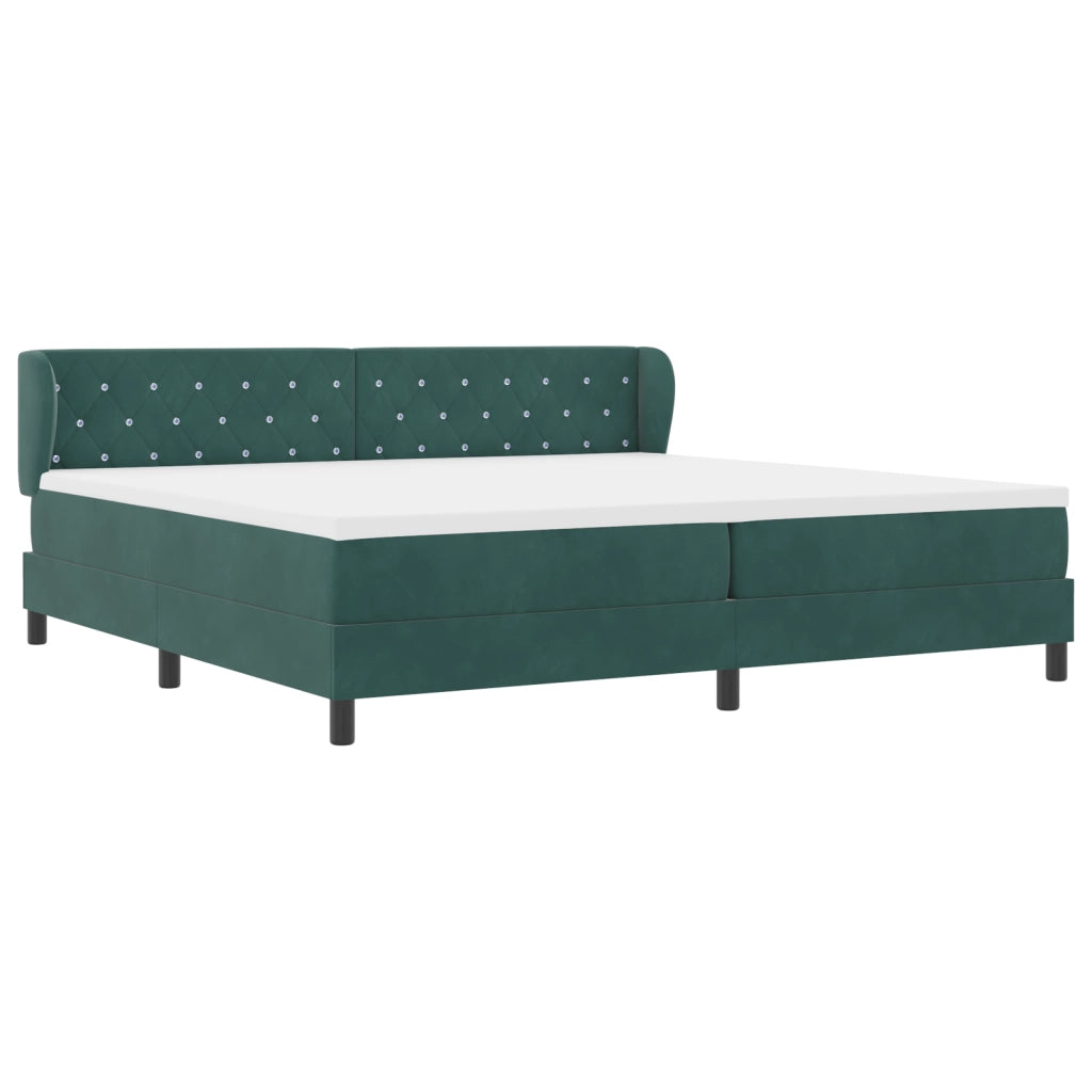 Letto Box Spring con Materasso verde scuro 200x200 cm in Velluto