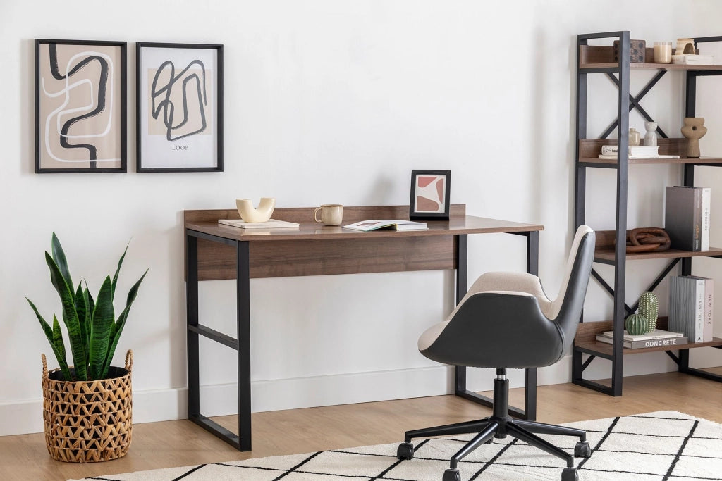 Scrivania in legno "Rana" - 120 x 75 x 60 cm - Noce, Nero