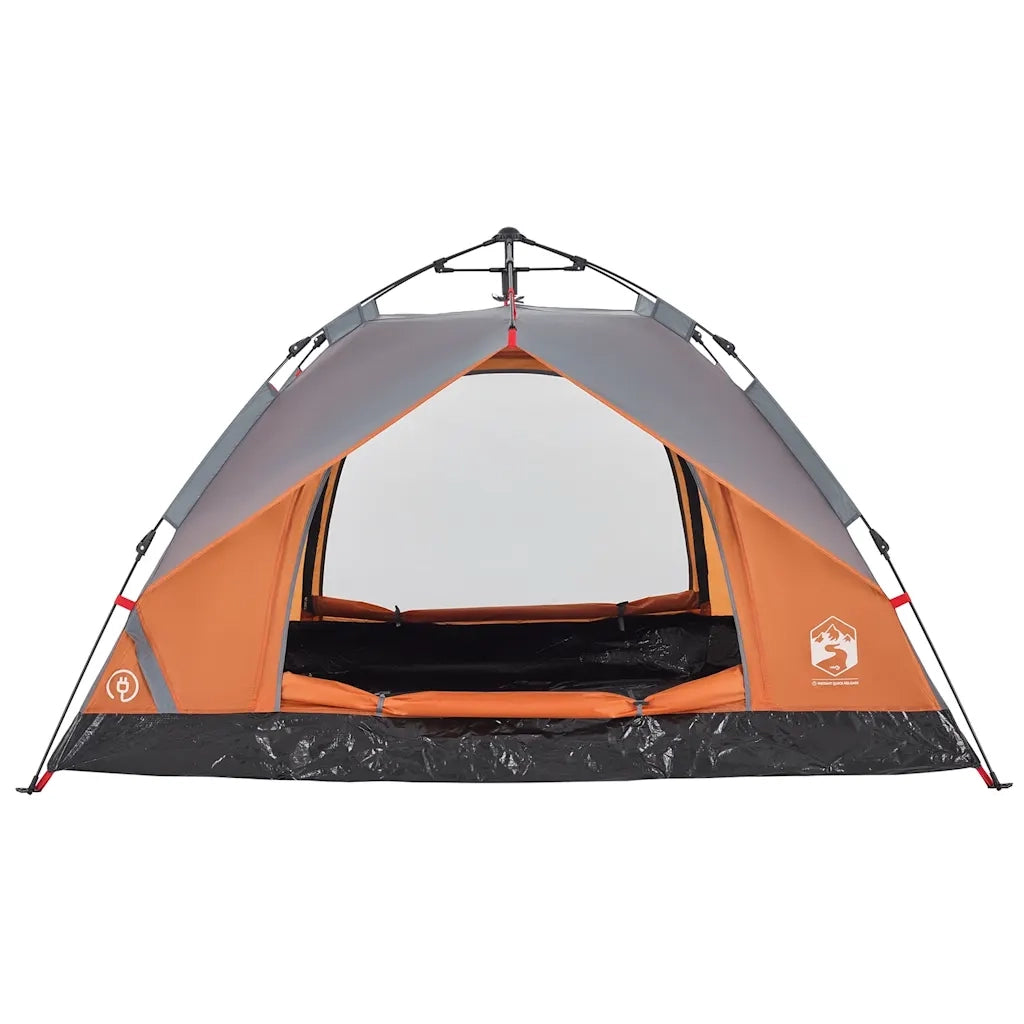 Tenda a Cupola 3 Persone Grigio e Arancione a Rilascio Rapido 4004195