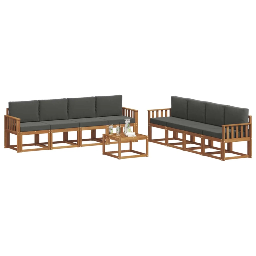 Set di divani da esterno con cuscino 9 pcs Naturale e Antracite 3366180