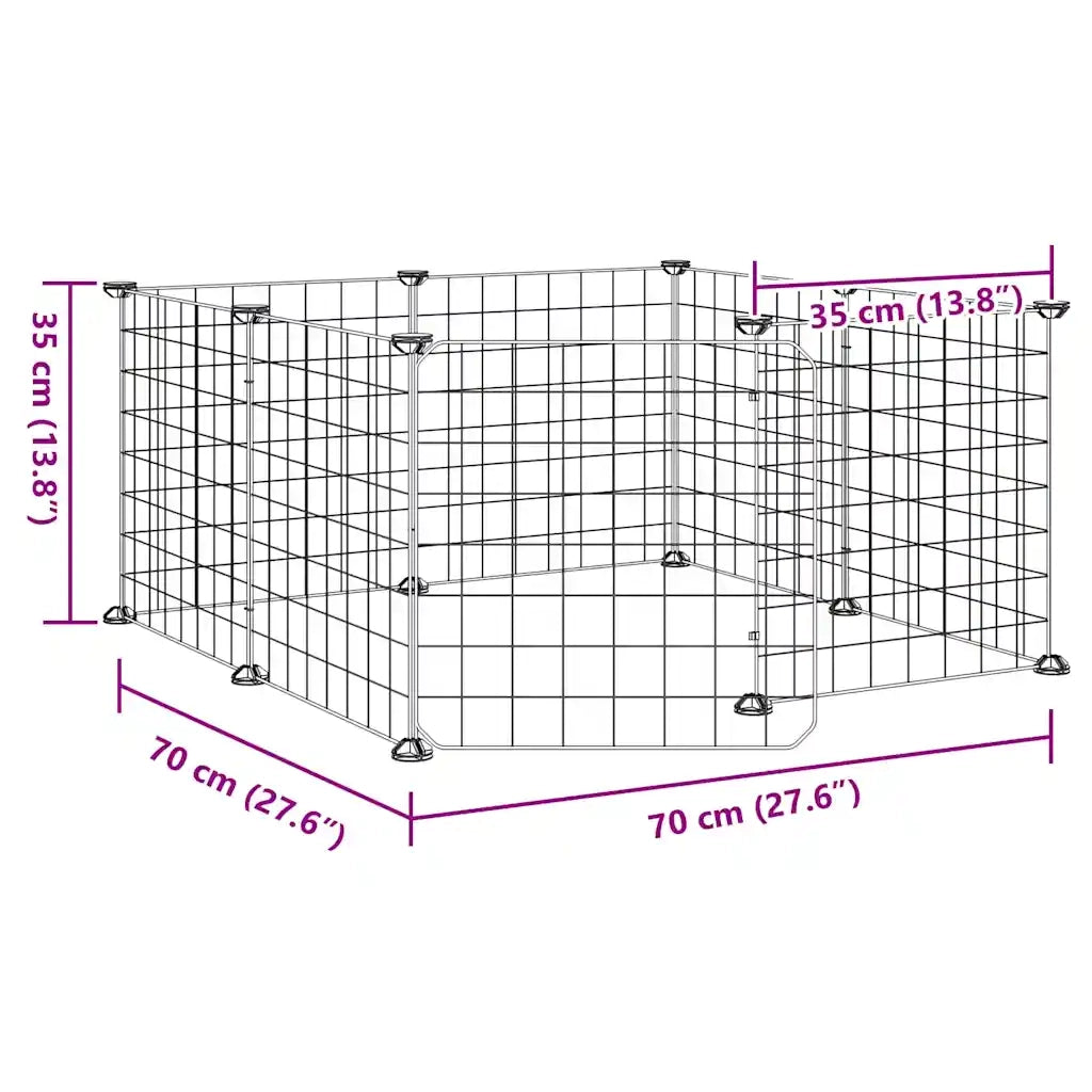 Gabbia per Animali 8 Pannelli con Porta Nero 35x35 cm Acciaio cod mxl 75276