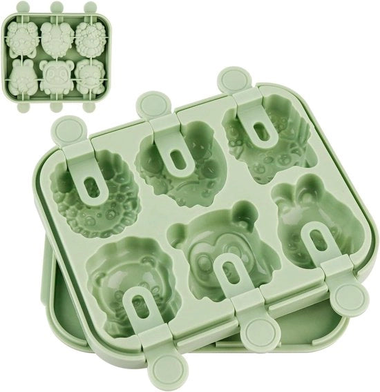 Forme per gelato fatto in casa - Silicone - BPA-free - Verde - Forme per lollipops - Forme per ghiaccio - Inclusi bastoncini - Adatti a yoghurt, sciroppo, smoothie