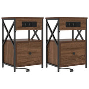 Set di 2 Comodini | Armadio da Notte | Mobiletto da notte Rovere Marrone 40 x 31 x 60 cm