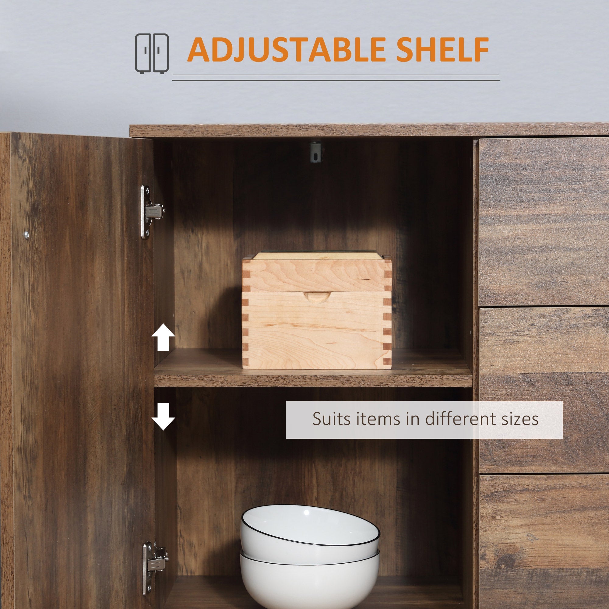 Credenza 120x39,5x77 cm in Truciolato e Metallo Marrone