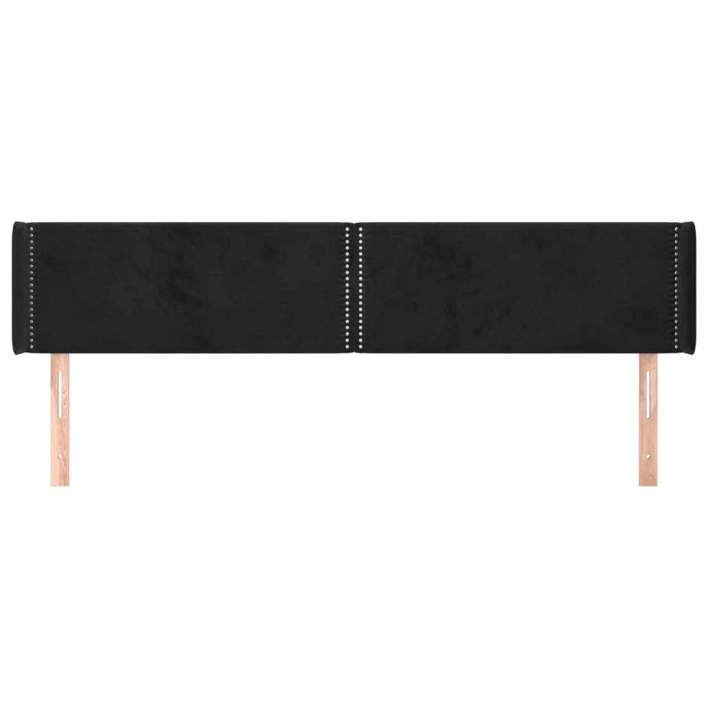 Testiera ad Orecchio Nera 163x16x78/88 cm in Velluto
