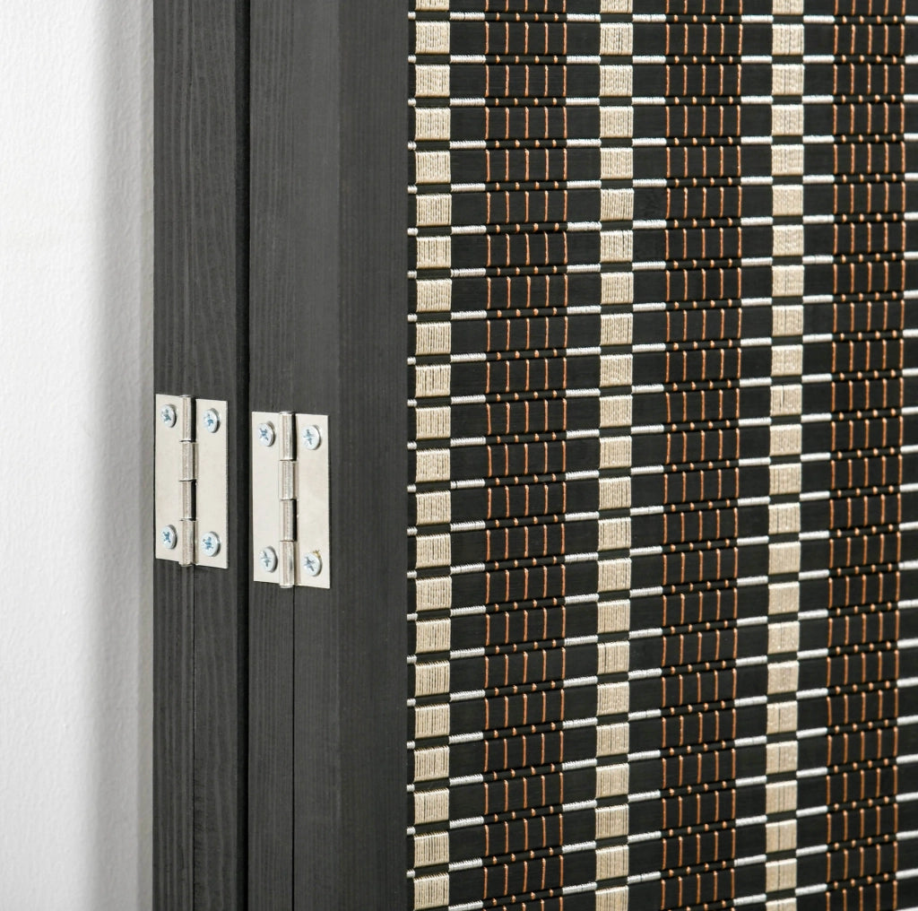 Paravento pieghevole a 4 pannelli in bambù marrone 180 x 180 cm
