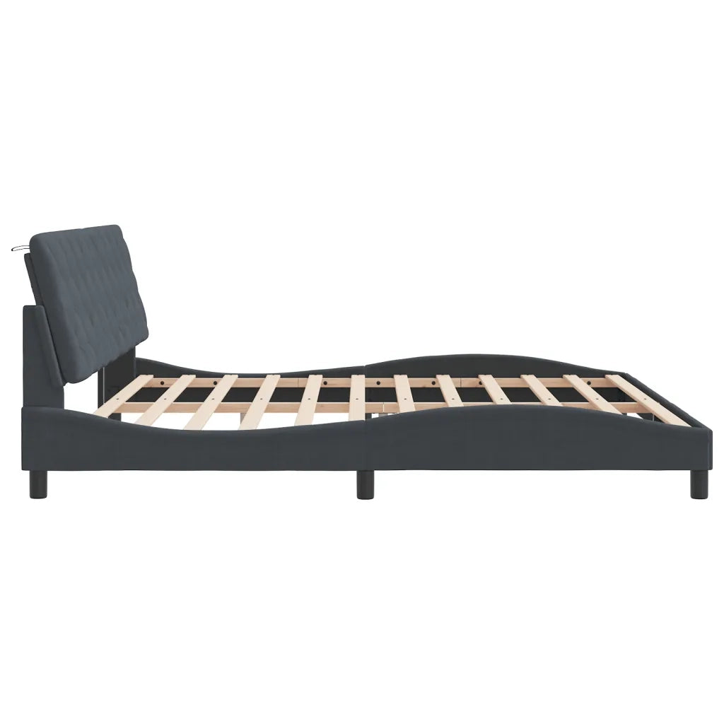 Giroletto con LED senza Materasso-Struttura Letto Grigio Scuro 200x200 cm in Velluto
