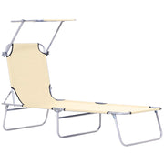Lettino Prendisole da Giardino Pieghevole 187x58x36 cm in Metallo e Tessuto Oxford Beige