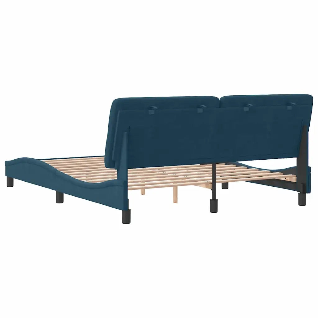 Giroletto senza Materasso-Struttura Letto Blu 160x200 cm in Velluto