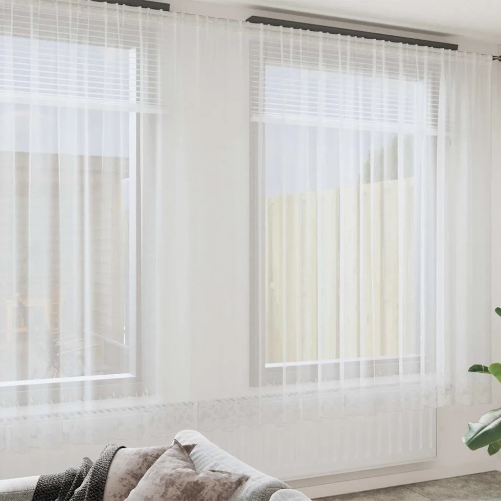 vidaXL Tende con tende Floreale Bianco 600 × 300 cm Poliestere