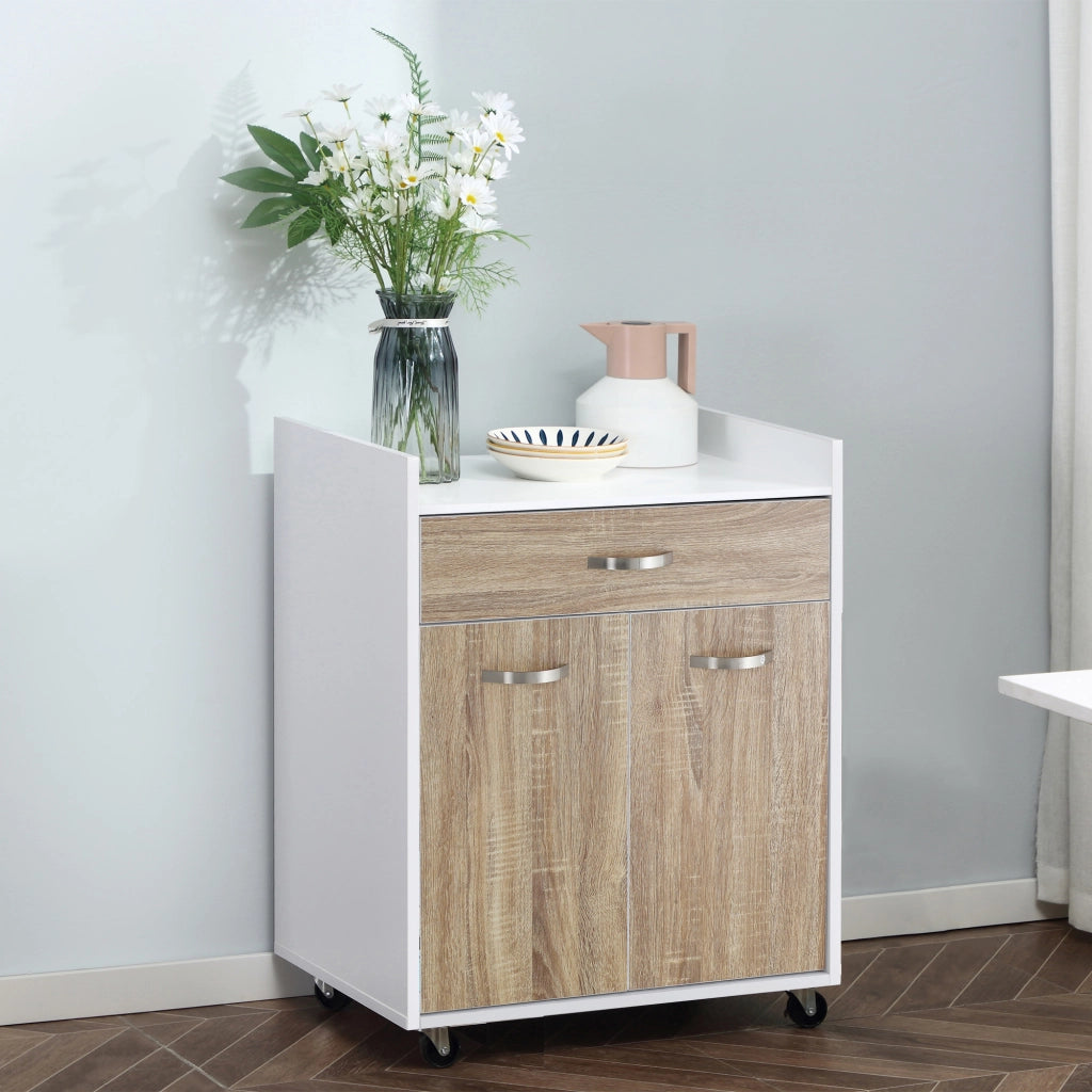 Carrello da Cucina Portavivande per Microonde ¨C zephmum ¨C Legno Rovere 60x40x77cm