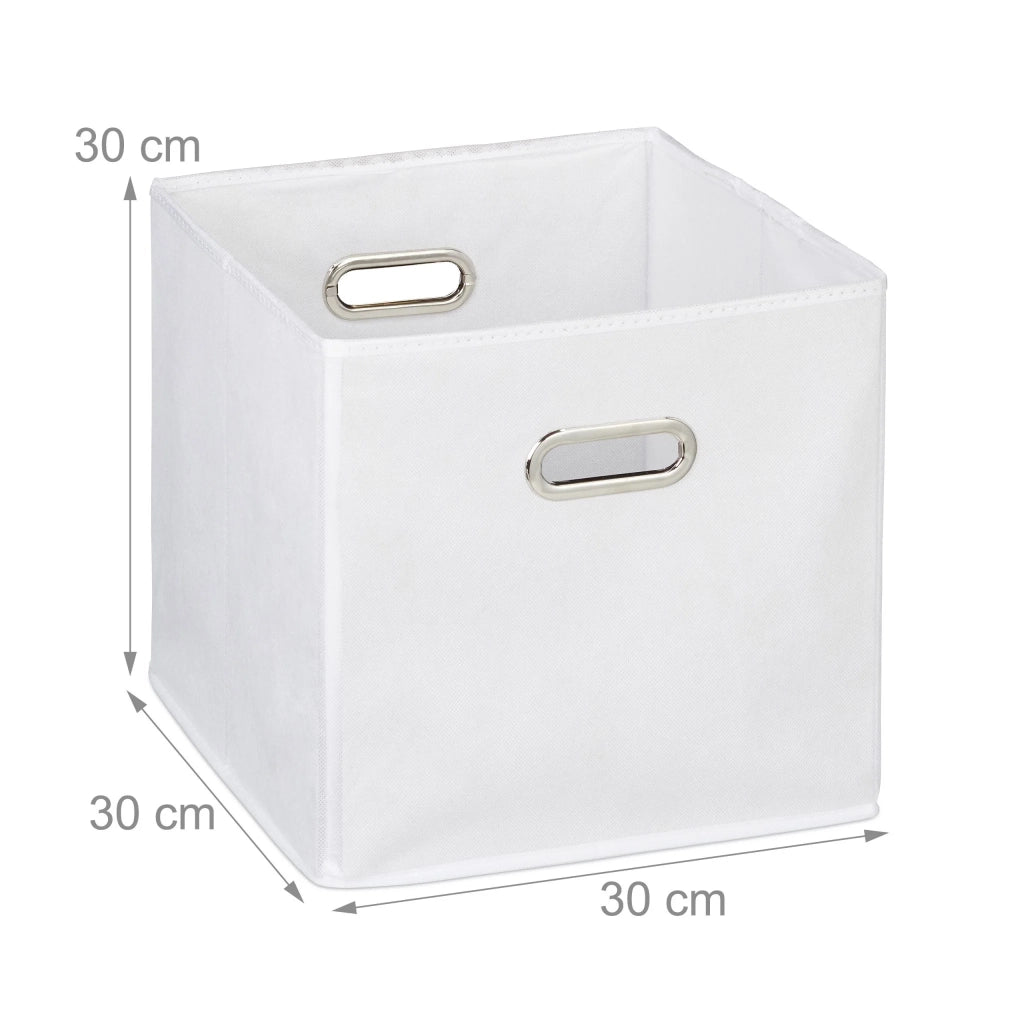 Set di 2 scatole portaoggetti pieghevoli pratiche per biancheria giocattoli bagno 30 x 30 x 30 cm in poliestere bianco 13_0007599