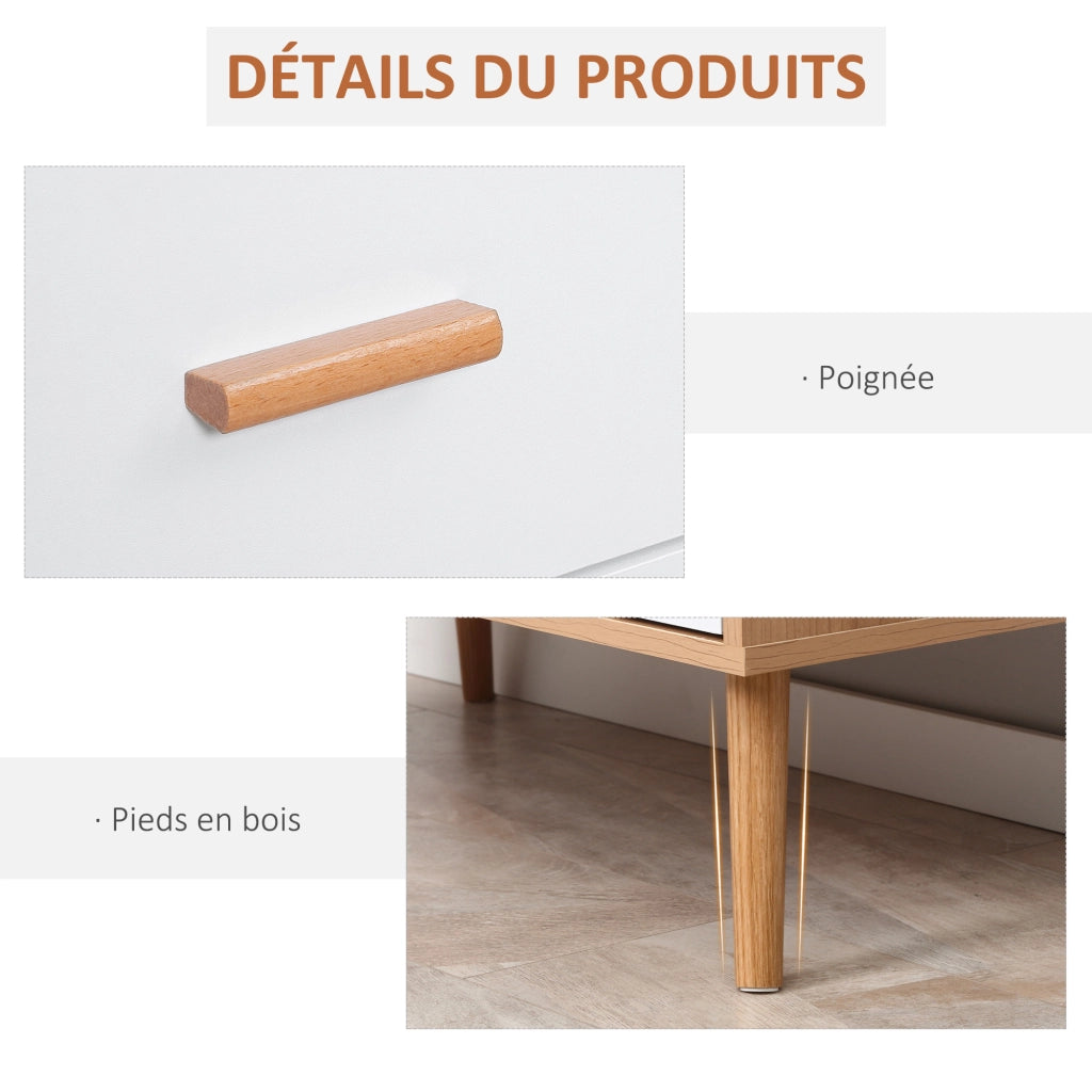 Com¨° 3 Cassetti ¨C Zephmum ¨C Legno Effetto Chiaro Bianco 60x40x