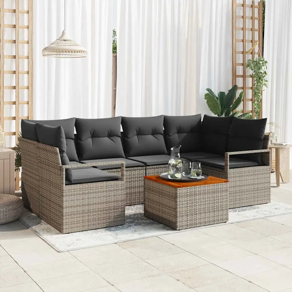 Set Divano da Giardino con cuscino 7 pcs Grigio polyrattan 3347657