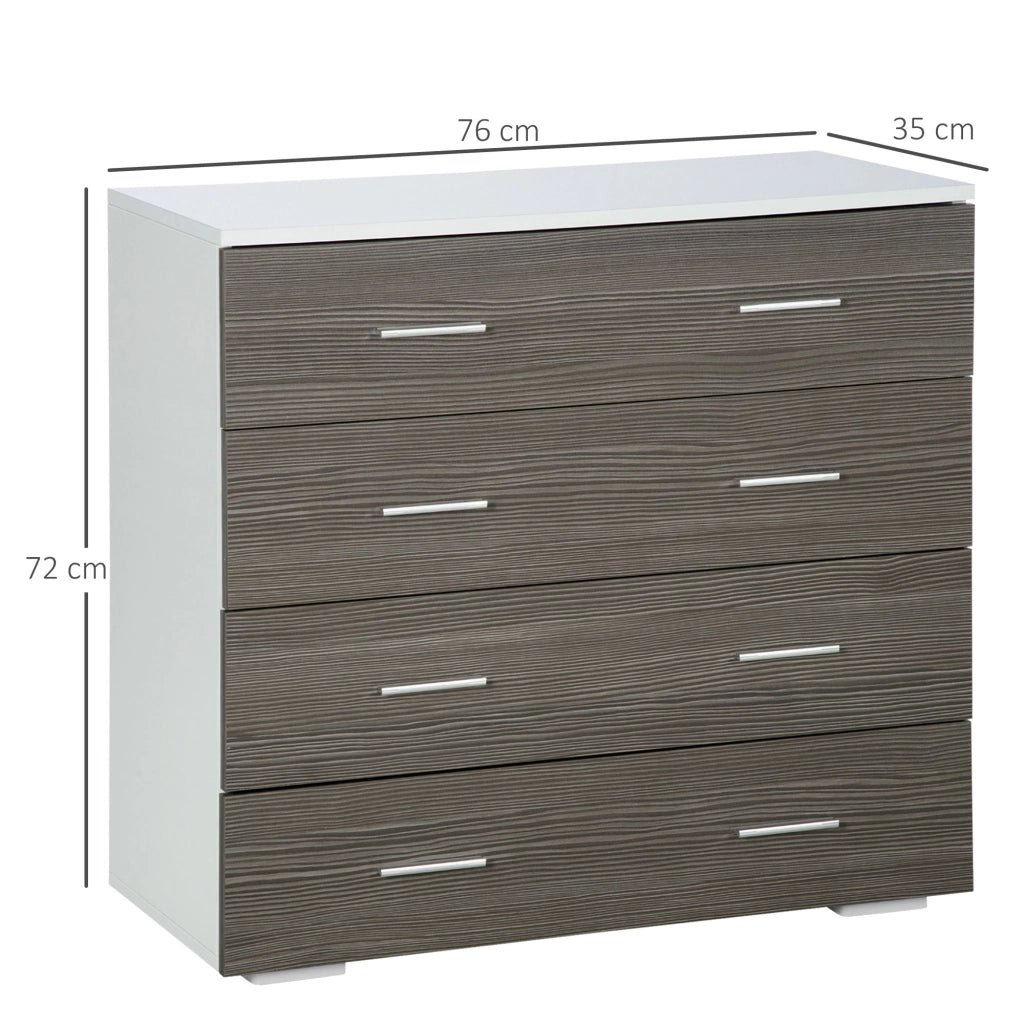 Cassettiera 4 cassetti moderno ¨C zephmum ¨C bianco grigio 76x35x72 cm