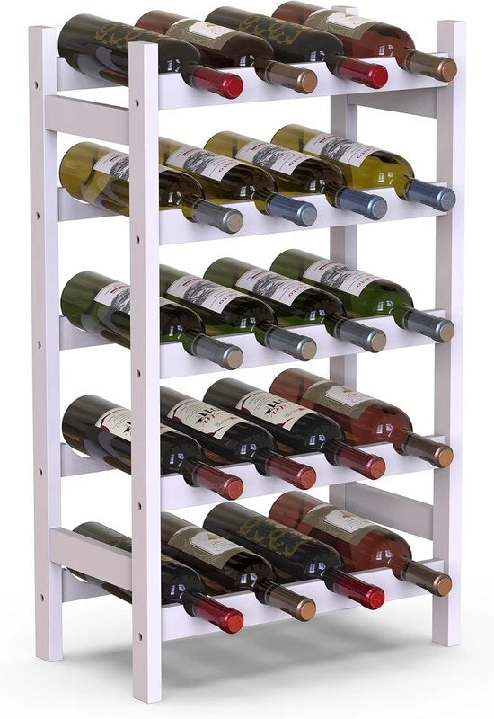 Scaffale a Vino in Legno di Bambù per 20 Bottiglie - Stilizzante Deposito per Bar o Salotto