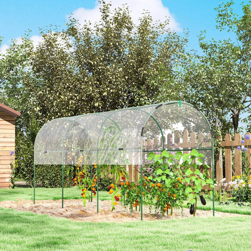 Serra da giardino per pomodori ¨C zephmum ¨C 4 archi in acciaio, copertura in PVC, verde 400x120x170 cm