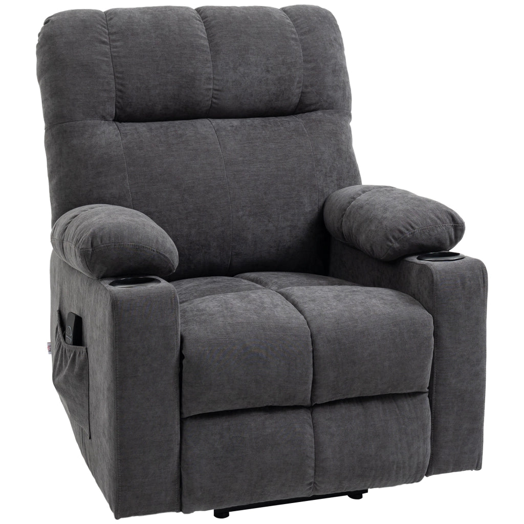 Poltrona Reclinabile Elettrica Massaggiante con Alzapersona ¨C Minimal ¨C Grigio Scuro 144x91x88